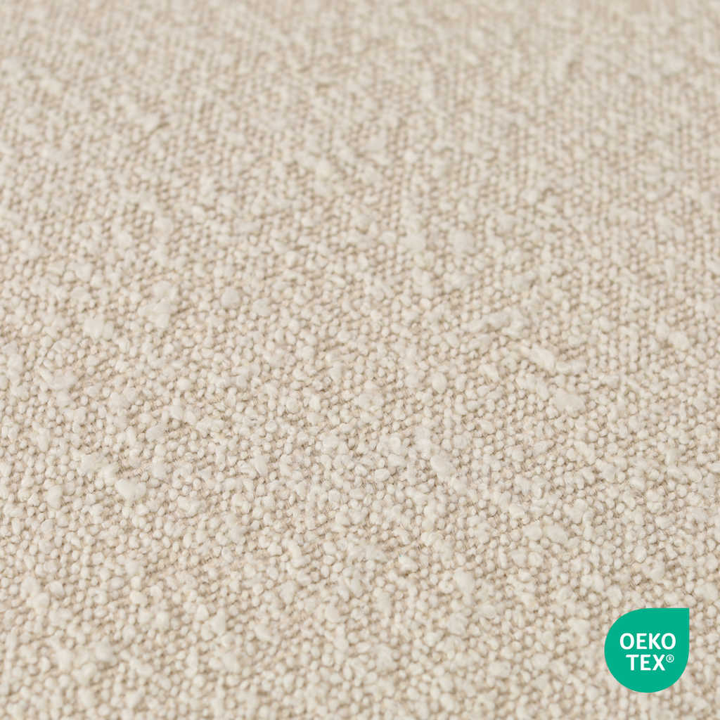 Noor-Isa draaibare eetkamerstoel bouclé beige - walnoot houten onderstel