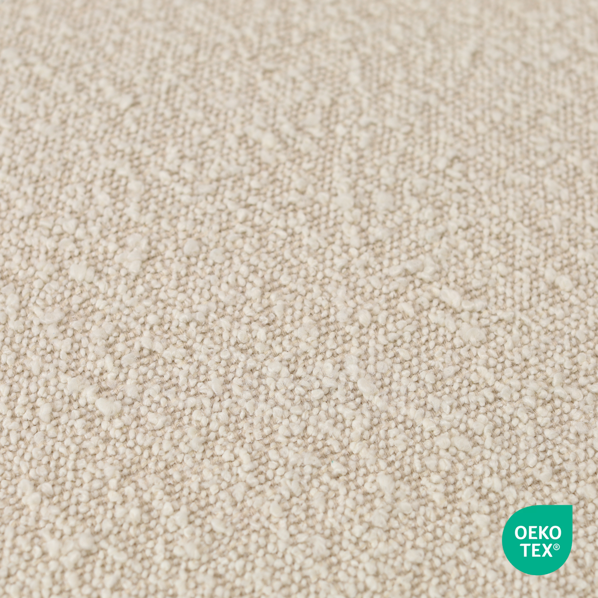 Noor-Isa draaibare eetkamerstoel bouclé beige - walnoot houten onderstel