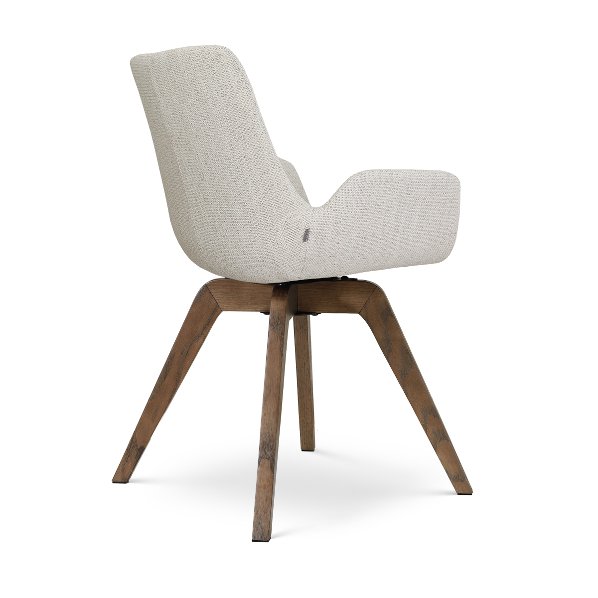 Noor-Eef draaibare eetkamerstoel beige gemêleerd - walnoot houten onderstel
