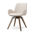 Noor-Eef draaibare eetkamerstoel beige - walnoot houten onderstel
