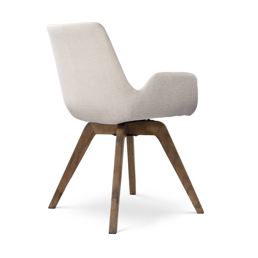 Noor-Eef draaibare eetkamerstoel beige - walnoot houten onderstel
