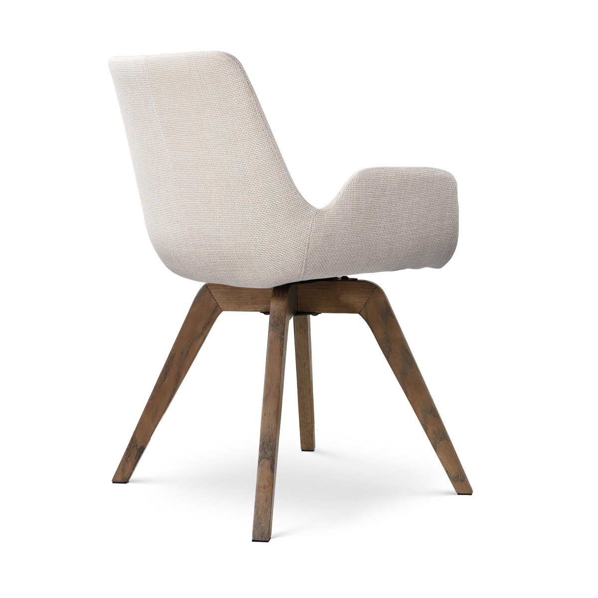 Noor-Eef draaibare eetkamerstoel beige - walnoot houten onderstel