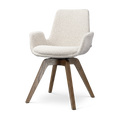 Noor-Eef draaibare eetkamerstoel bouclé beige - walnoot houten onderstel