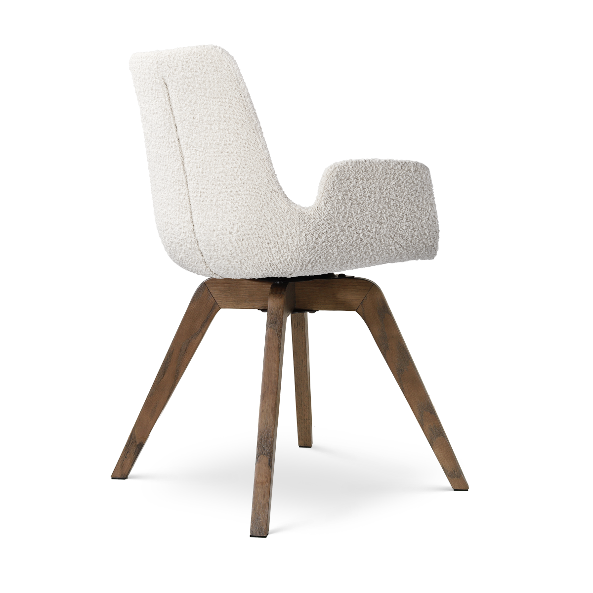 Noor-Eef draaibare eetkamerstoel bouclé beige - walnoot houten onderstel
