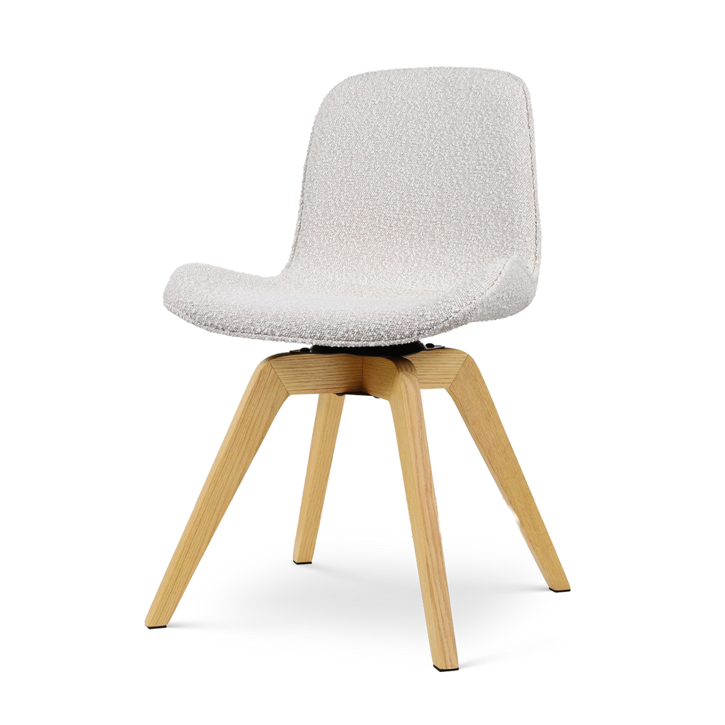 Noor-Fé draaibare eetkamerstoel bouclé beige - houten onderstel