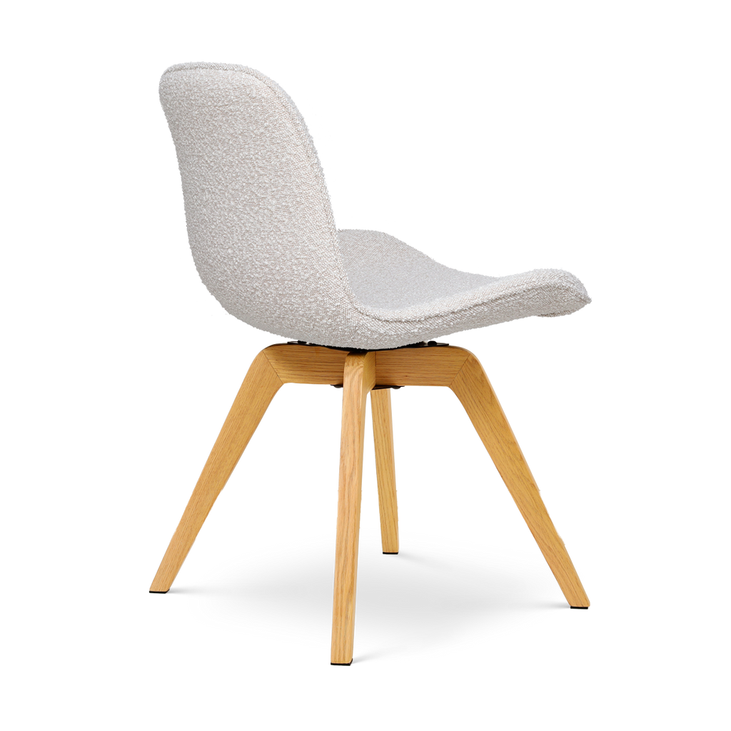 Noor-Fé draaibare eetkamerstoel bouclé beige - houten onderstel
