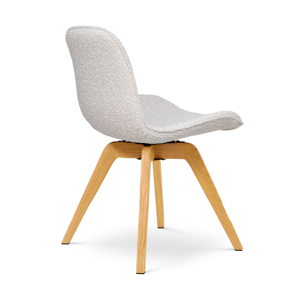 Noor-Fé draaibare eetkamerstoel bouclé beige - houten onderstel