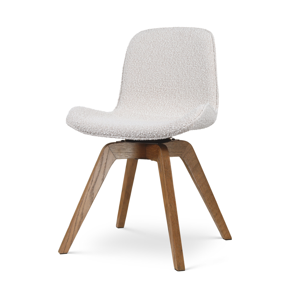 Noor-Fé draaibare eetkamerstoel bouclé beige - walnoot houten onderstel