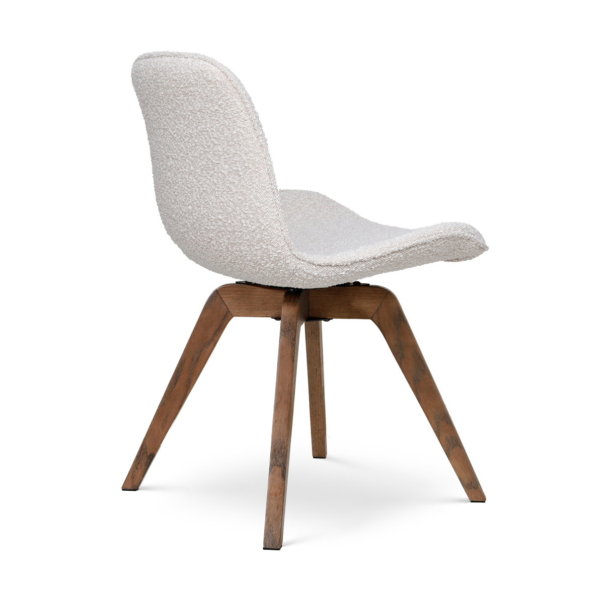 Noor-Fé draaibare eetkamerstoel bouclé beige - walnoot houten onderstel
