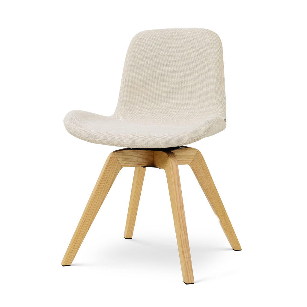 Noor-Fé draaibare eetkamerstoel cottonbeige - houten onderstel