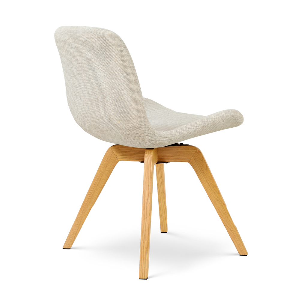 Noor-Fé draaibare eetkamerstoel cottonbeige - houten onderstel