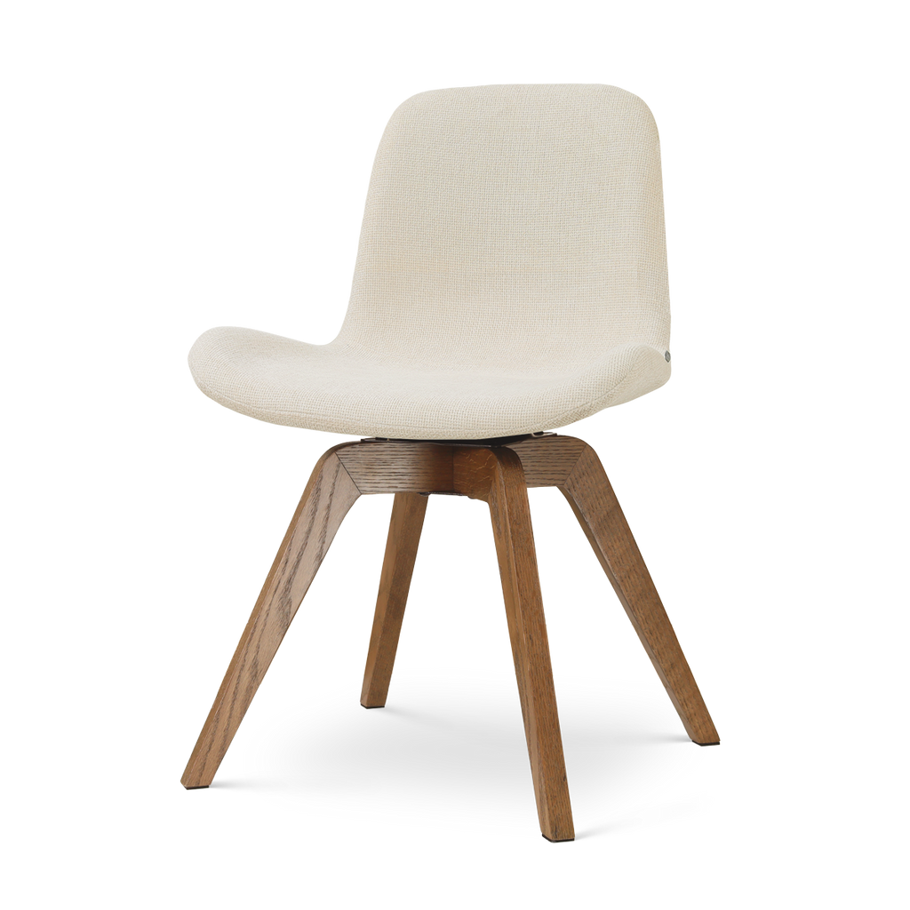 Noor-Fé draaibare eetkamerstoel cottonbeige - walnoot houten onderstel