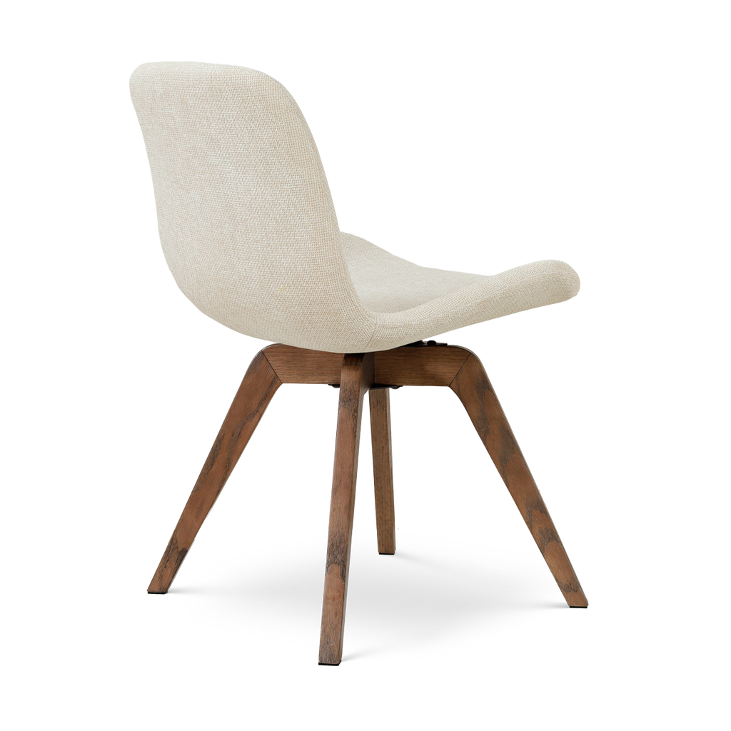 Noor-Fé draaibare eetkamerstoel cottonbeige - walnoot houten onderstel