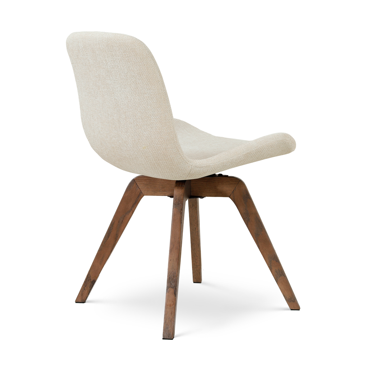 Noor-Fé draaibare eetkamerstoel cottonbeige - walnoot houten onderstel