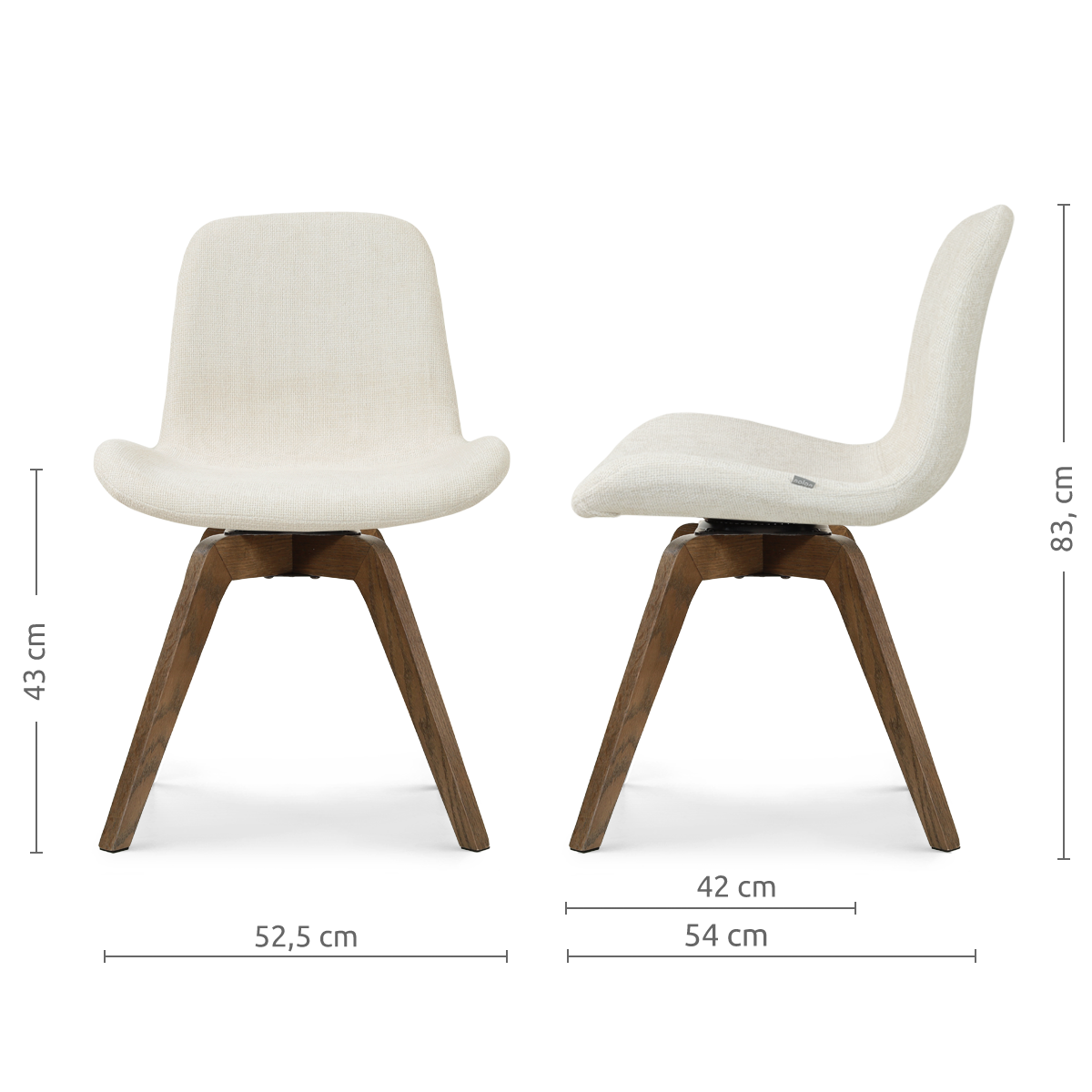 Noor-Fé draaibare eetkamerstoel cottonbeige - walnoot houten onderstel