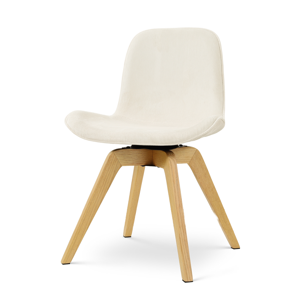 Noor-Fé draaibare eetkamerstoel rib beige - houten onderstel