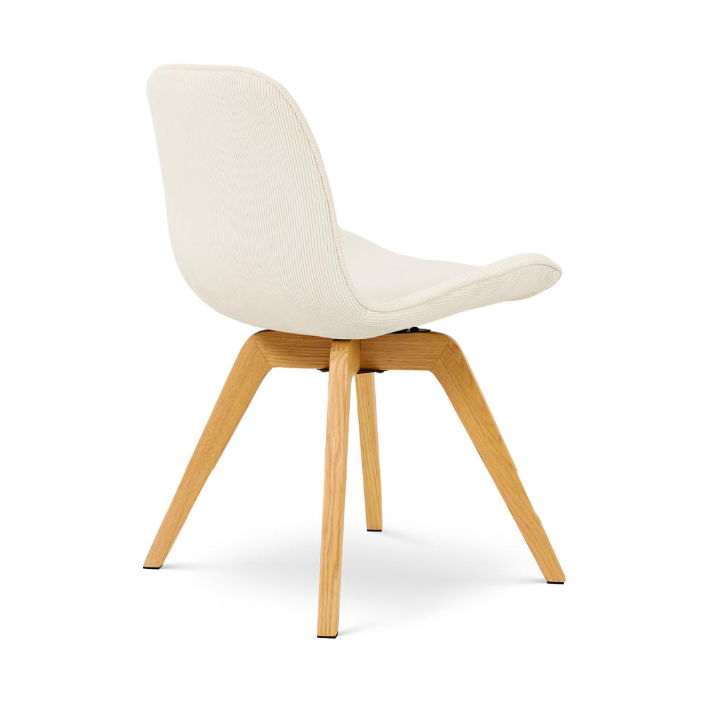 Noor-Fé draaibare eetkamerstoel rib beige - houten onderstel