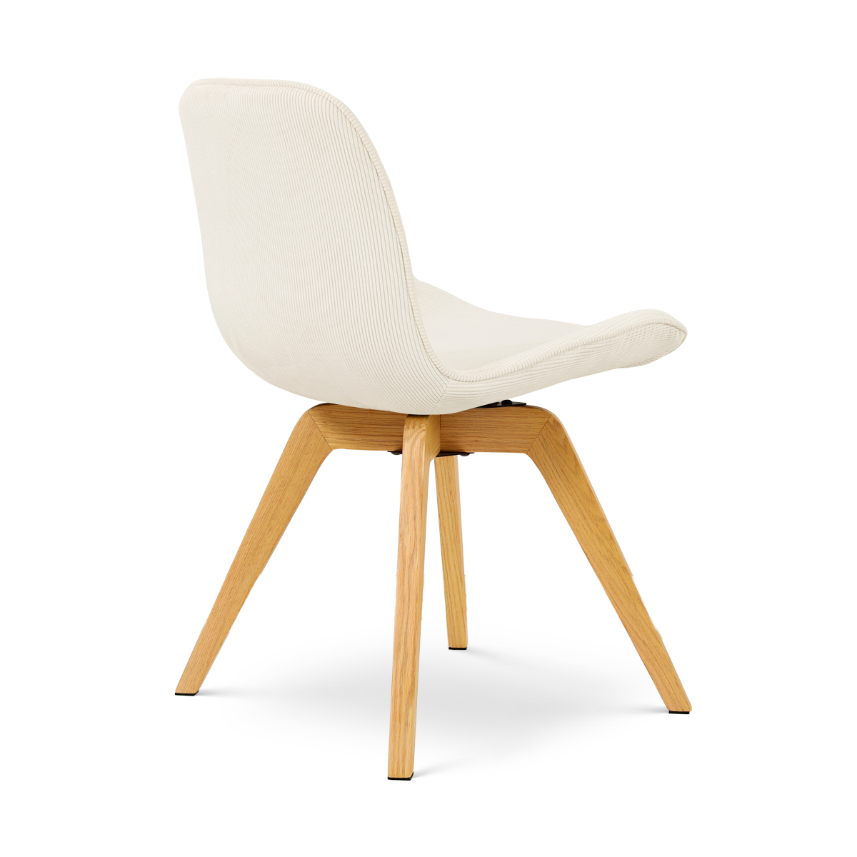 Noor-Fé draaibare eetkamerstoel rib beige - houten onderstel