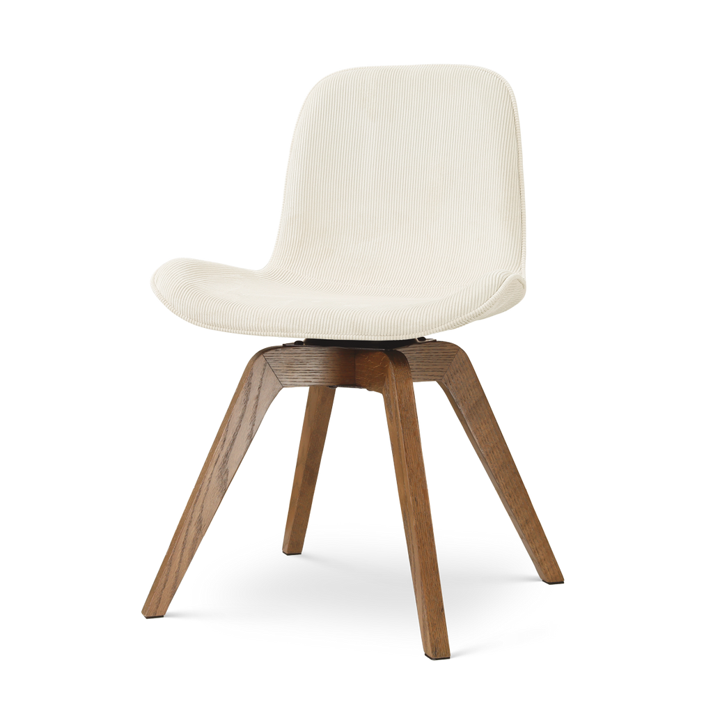 Noor-Fé draaibare eetkamerstoel rib beige - walnoot houten onderstel