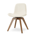 Noor-Fé draaibare eetkamerstoel rib beige - walnoot houten onderstel