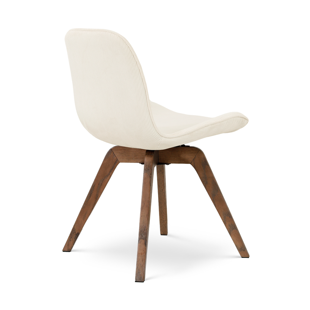 Noor-Fé draaibare eetkamerstoel rib beige - walnoot houten onderstel