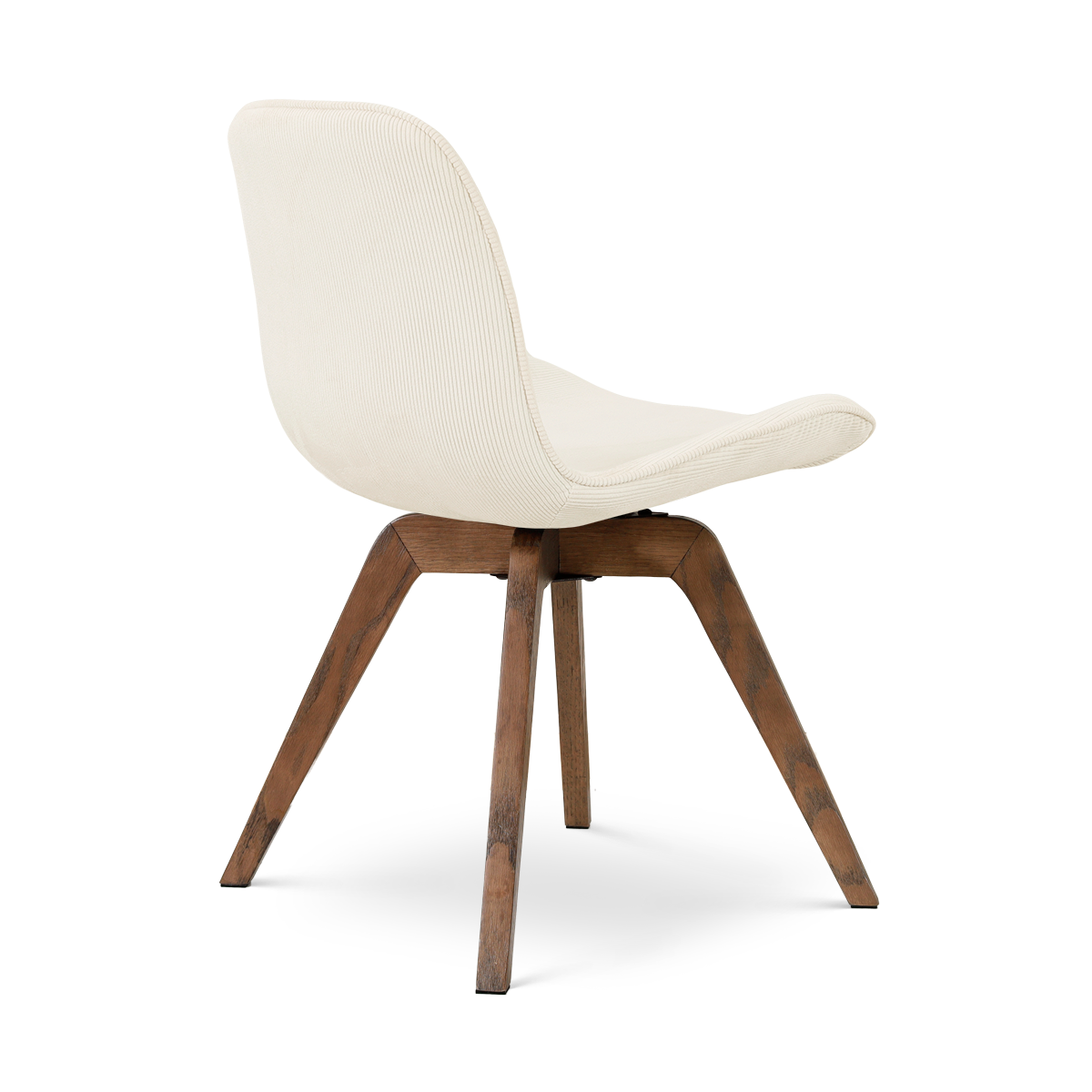 Noor-Fé draaibare eetkamerstoel rib beige - walnoot houten onderstel