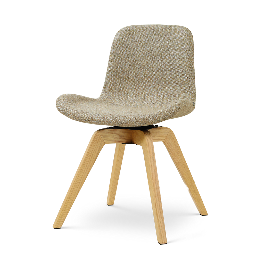 Noor-Fé draaibare eetkamerstoel taupe melange - houten onderstel
