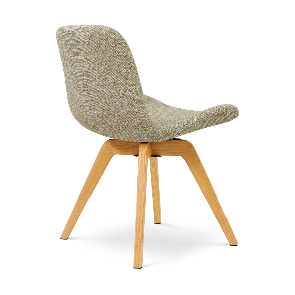 Noor-Fé draaibare eetkamerstoel taupe melange - houten onderstel