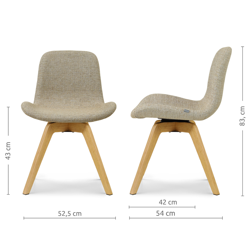 Noor-Fé draaibare eetkamerstoel taupe melange - houten onderstel
