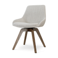 Noor-Isa draaibare eetkamerstoel beige gemêleerd - walnoot houten onderstel
