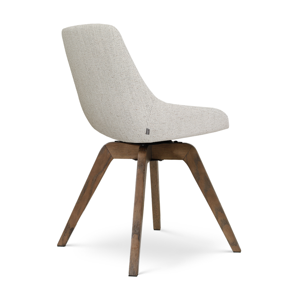 Noor-Isa draaibare eetkamerstoel beige gemêleerd - walnoot houten onderstel