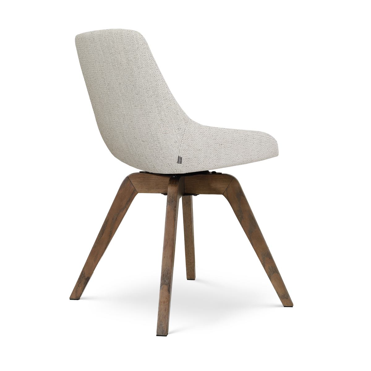 Noor-Isa draaibare eetkamerstoel beige gemêleerd - walnoot houten onderstel