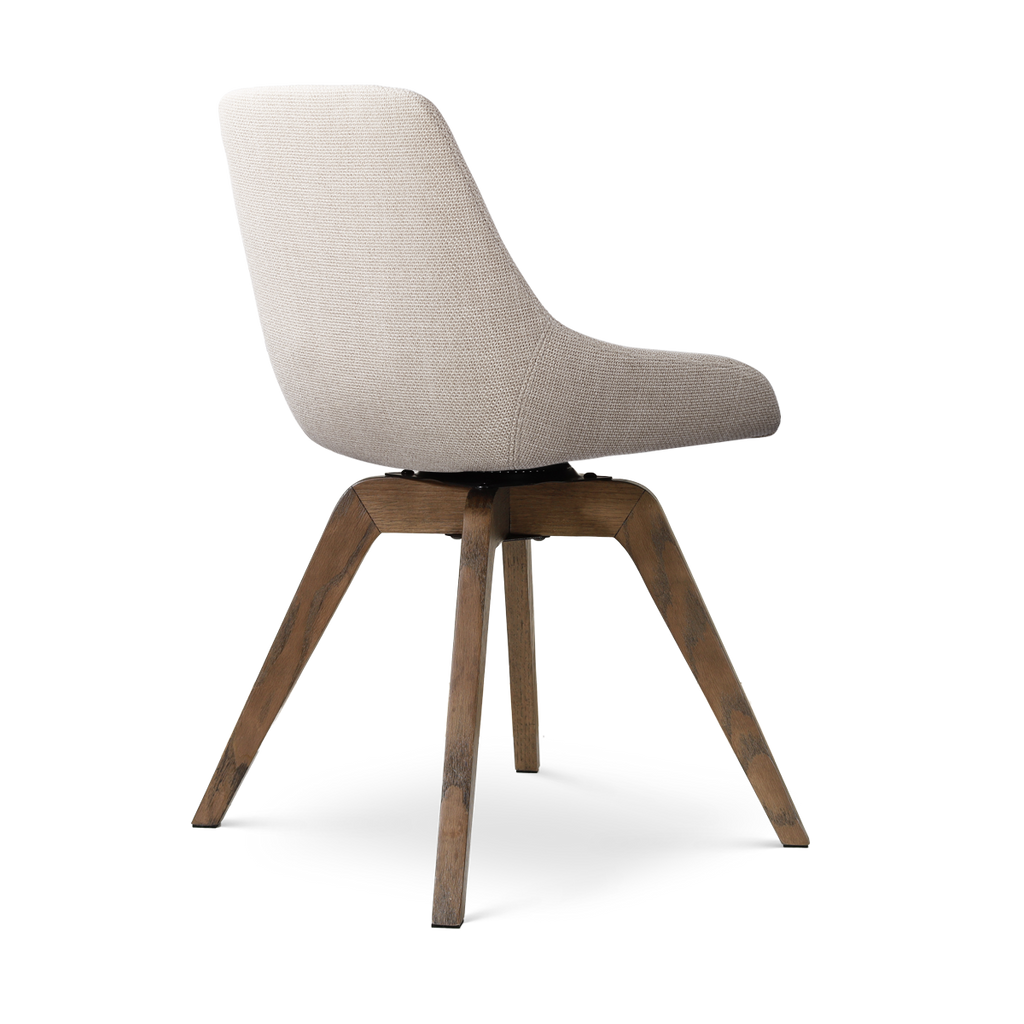 Noor-Isa draaibare eetkamerstoel beige - walnoot houten onderstel