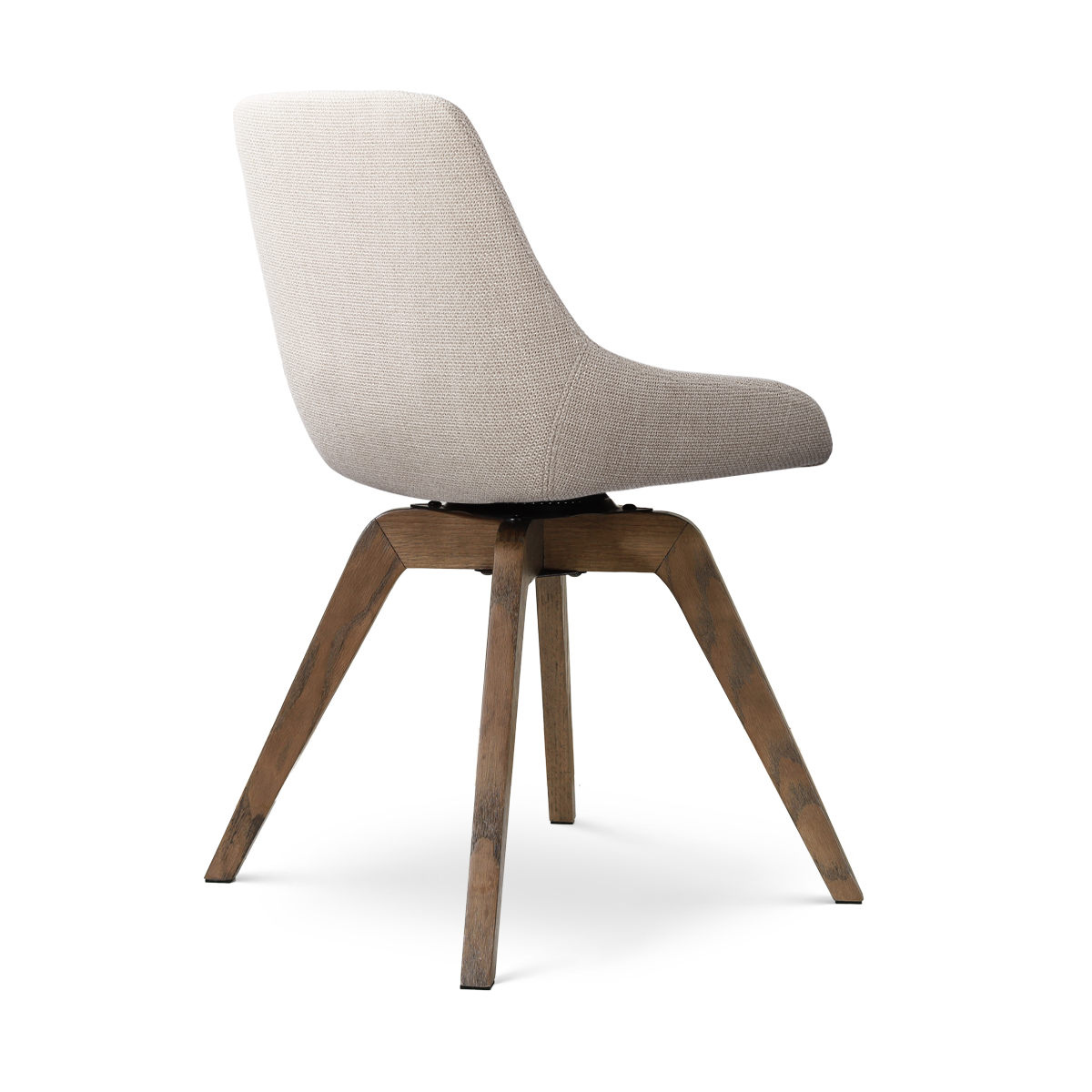 Noor-Isa draaibare eetkamerstoel beige - walnoot houten onderstel