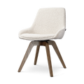 Noor-Isa draaibare eetkamerstoel bouclé beige - walnoot houten onderstel