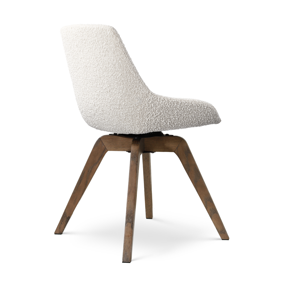 Noor-Isa draaibare eetkamerstoel bouclé beige - walnoot houten onderstel