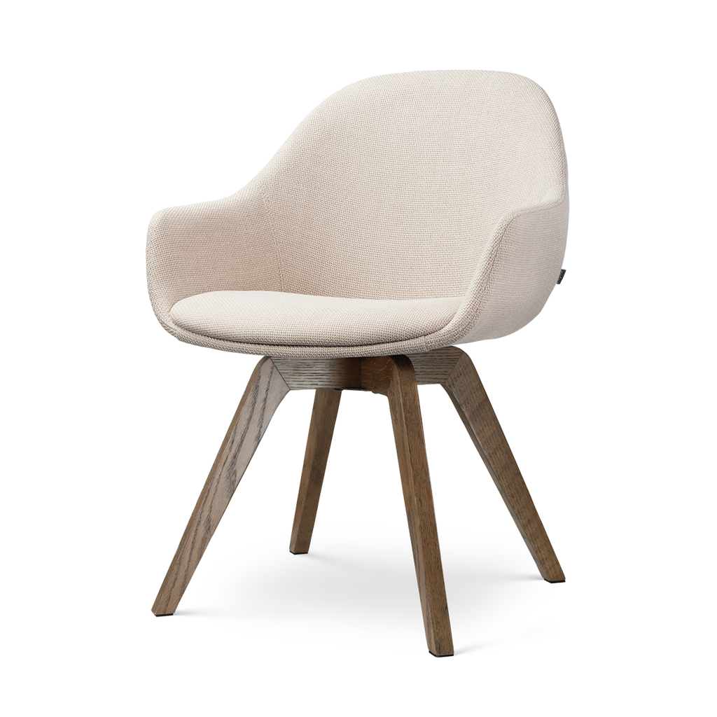 Noor-Mae draaibare eetkamerstoel beige - walnoot houten onderstel