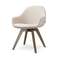 Noor-Mae draaibare eetkamerstoel beige - walnoot houten onderstel