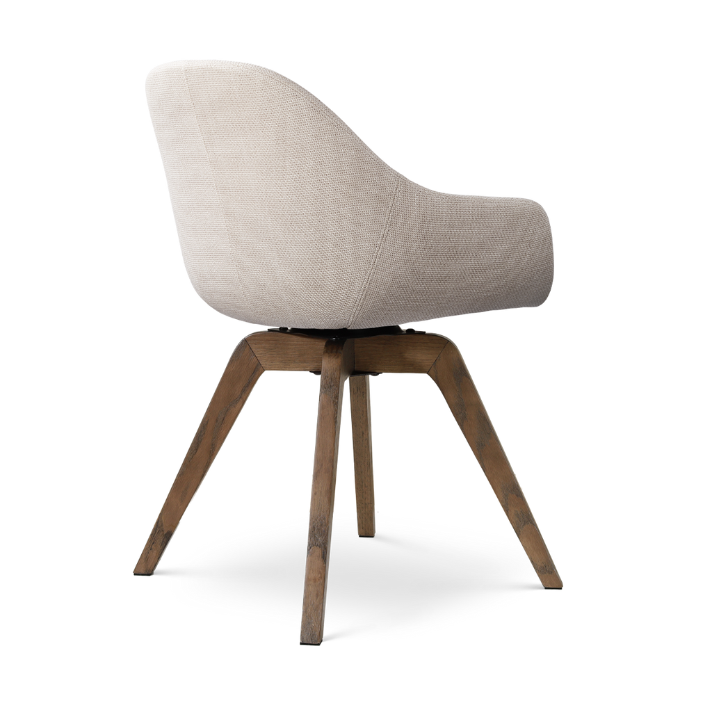 Noor-Mae draaibare eetkamerstoel beige - walnoot houten onderstel