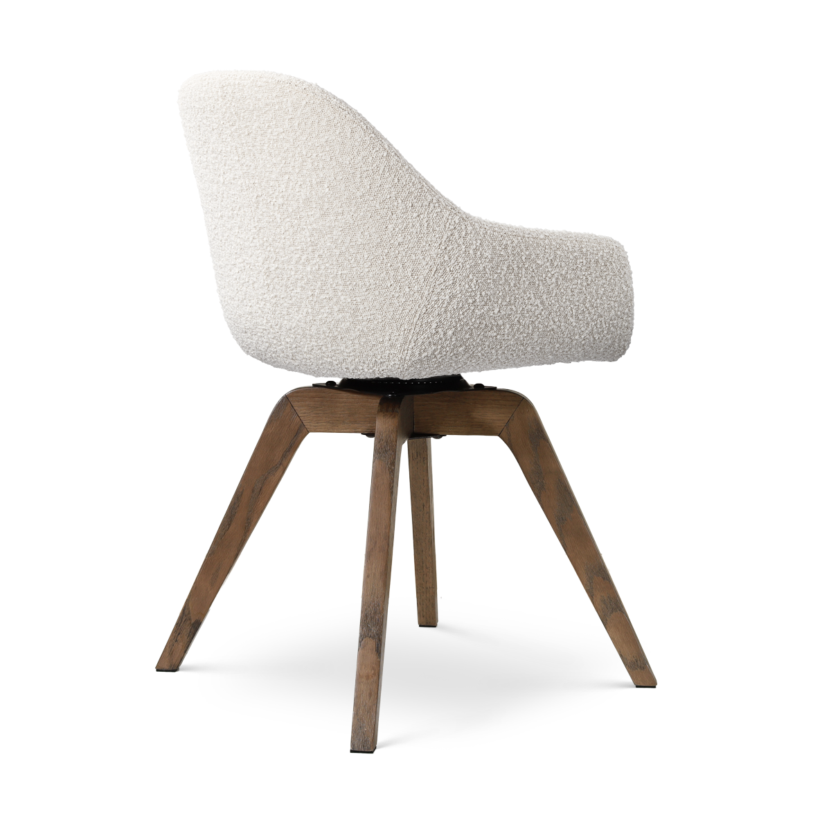 Noor-Mae draaibare eetkamerstoel bouclé beige - walnoot houten onderstel