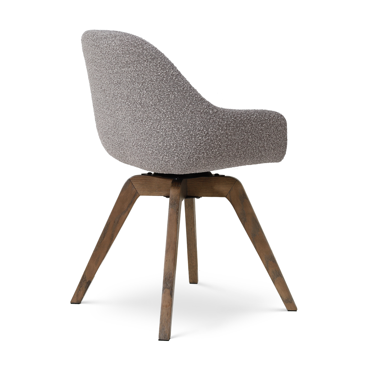 Noor-Mae draaibare eetkamerstoel bouclé taupe - walnoot houten onderstel