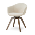 Noor-Otis draaibare eetkamerstoel cottonbeige - walnoot houten onderstel