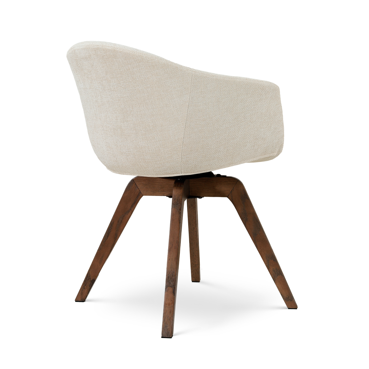 Noor-Otis draaibare eetkamerstoel cottonbeige - walnoot houten onderstel