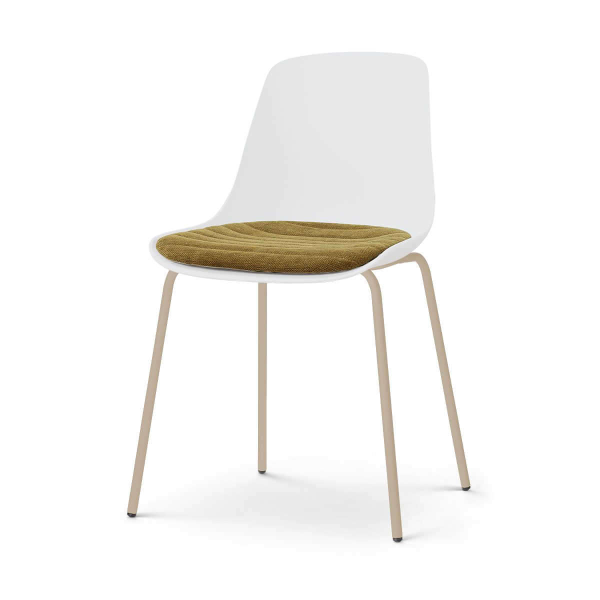 Nora-Liv eetkamerstoel wit met mosgroen zitkussen - beige onderstel