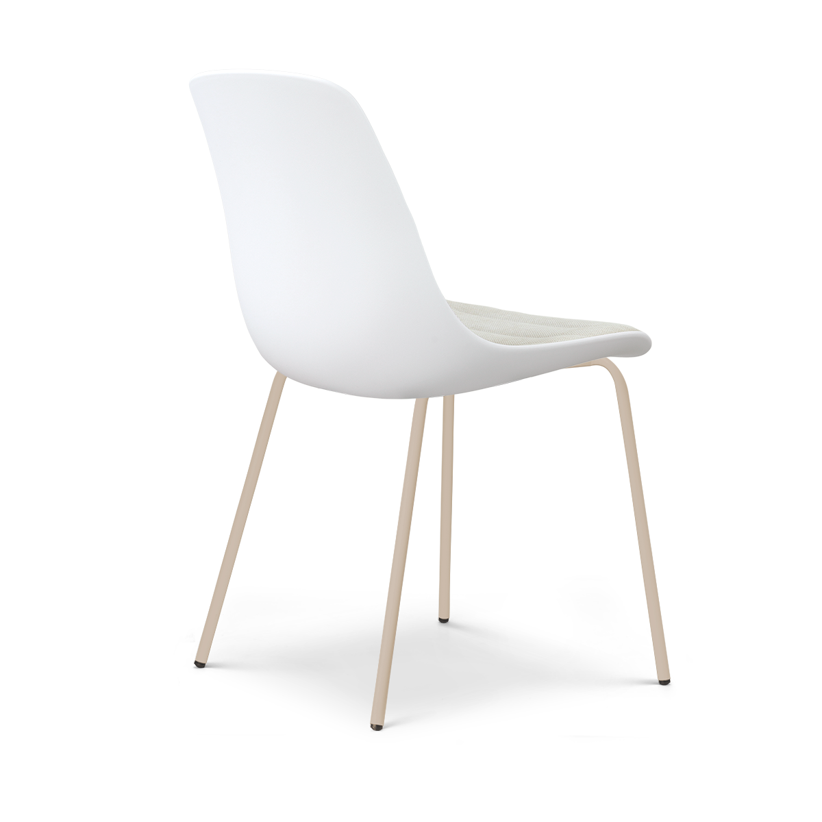 Nora-Liv eetkamerstoel wit met naturelbeige zitkussen - beige onderstel