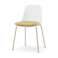 Nora-Liv eetkamerstoel wit met warm oker zitkussen - beige onderstel
