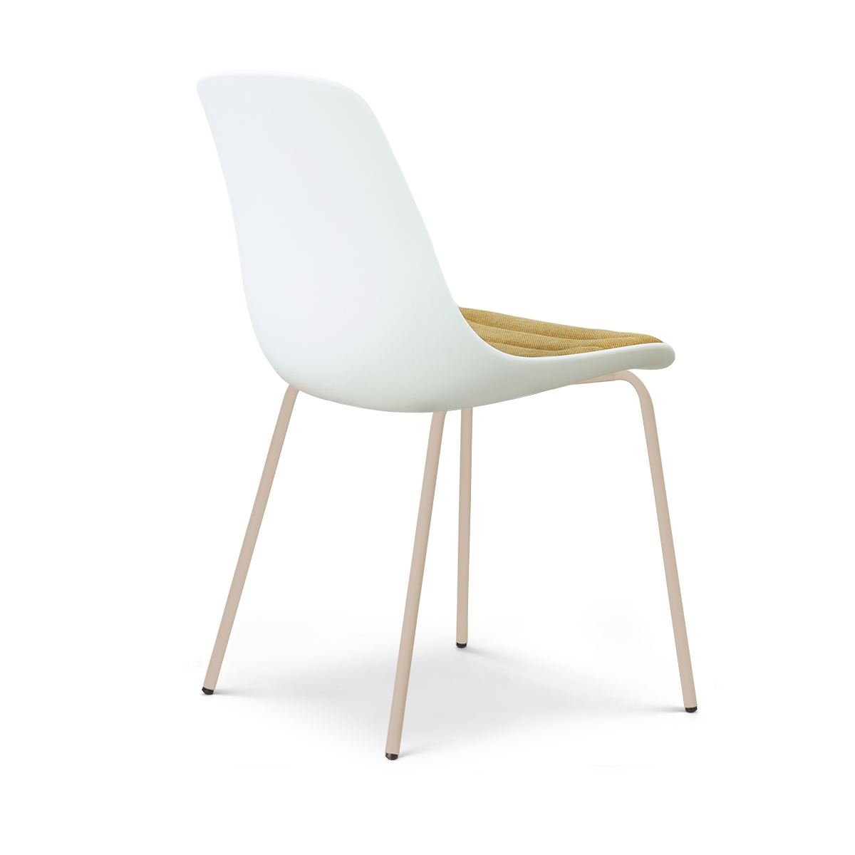Nora-Liv eetkamerstoel wit met warm oker zitkussen - beige onderstel