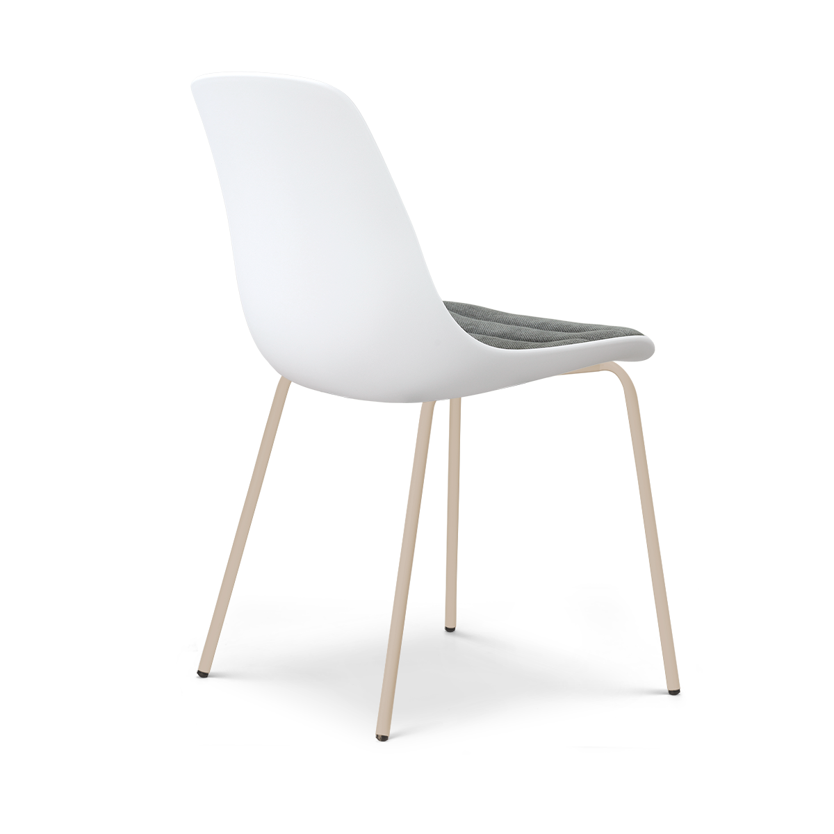 Nora-Liv eetkamerstoel wit met zeegrijs zitkussen - beige onderstel