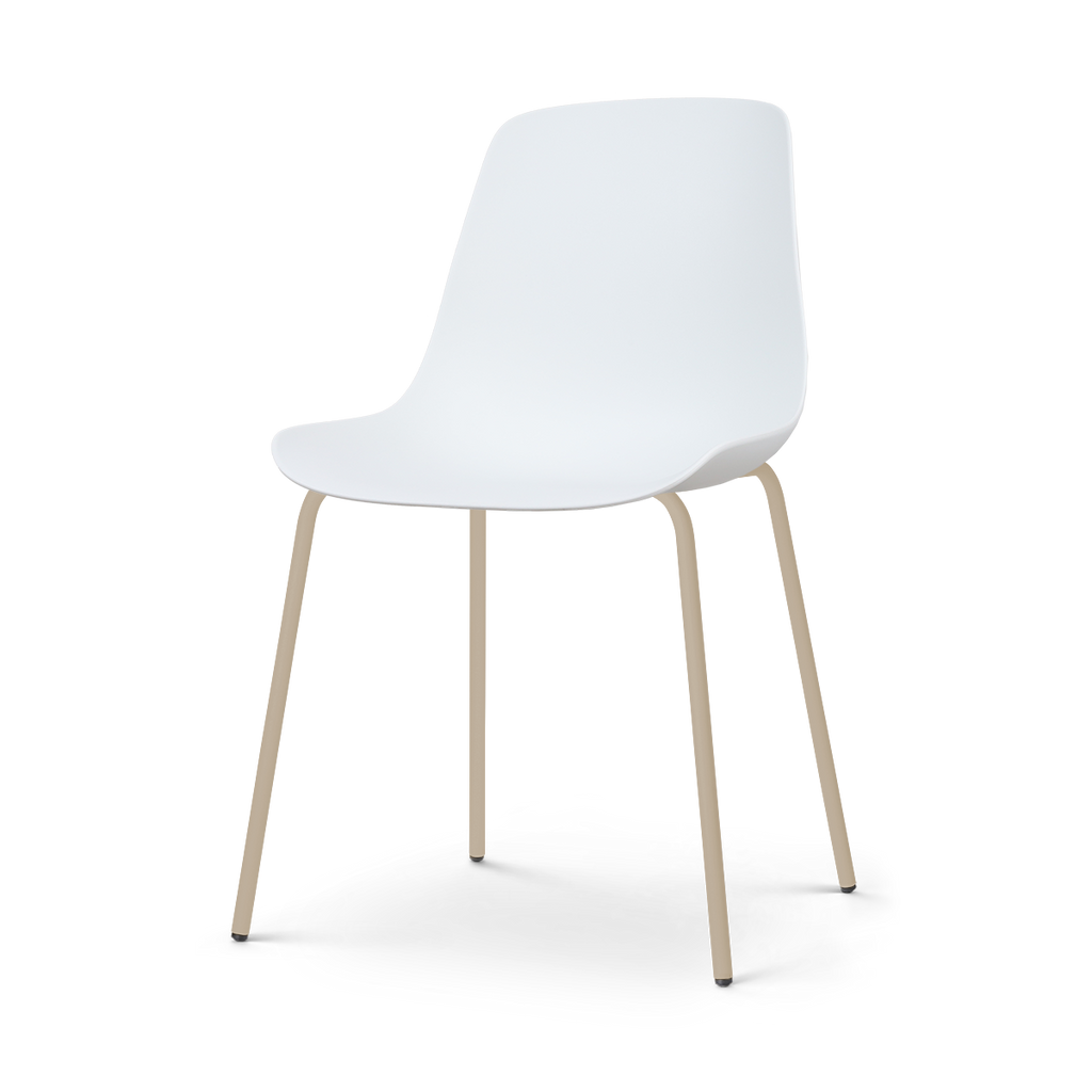 Nora-Pip eetkamerstoel wit - beige onderstel