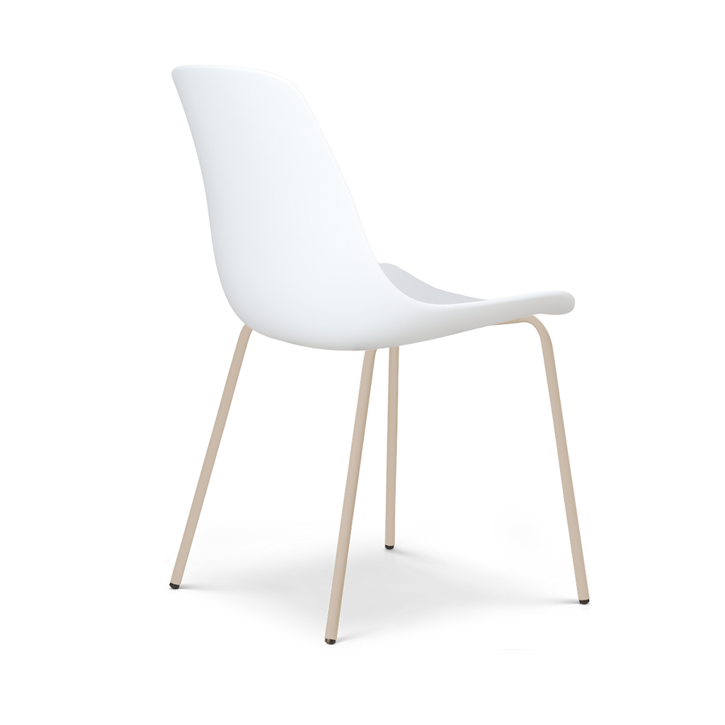Nora-Pip eetkamerstoel wit - beige onderstel